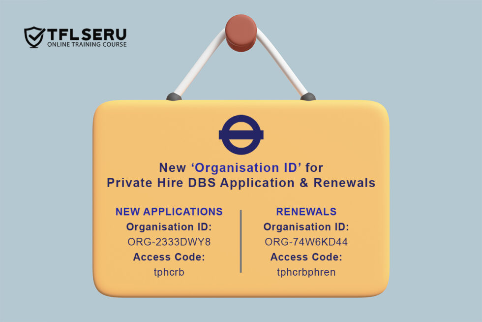 New TfL DBS CRB Organisation ID TFL SERU